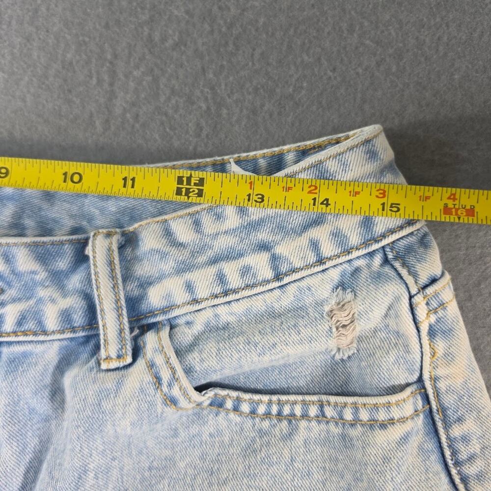 Womens Light Wash Distressed Denim Shorts Raw Hem High Rise Cut Off 28 - Picture 6 of 9